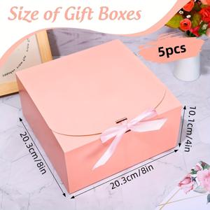 TEMU 그녀/남자를 위한 선물 5개 종이 파티 선물 상자, 8X8X4인치 리본 포함, 리본 선물 상자, 작은 파티 선물, 보우 타이 답례품, 파티 선물, 결혼식, 생일, 어버이날 및 아버지의 날 선물 상자로 적합