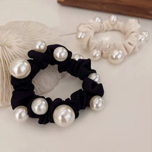 TEMU 2개입 - 세트 / 너무 잘 어울려요 ~ 스타일리시한 진주 곱창 밴드, 간편한 머리끈, 작은 볼 포니테일 헤어 탄성 밴드