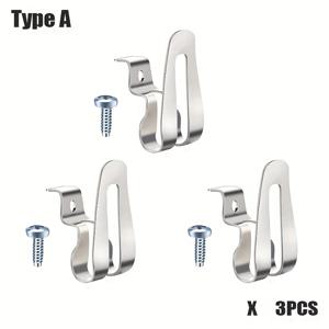TEMU 6개 세트, 후크 3개 + 나사 3개 포함, 스테인리스 벨트 클립 후크, 녹 방지 금속 전동 공구 홀더, 전기 도구 보관함