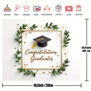 TEMU 1개, 내구성 있는 졸업 배너, 졸업생 축하 디자인, 실내외 사용 가능, 정원 파티 장식, 홈 데코, 사진 배경, 소재, 축제 분위기