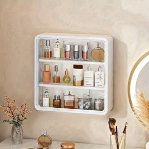 TEMU 벽걸이 화장품 보관함은 립스틱, 마스크, 향수 등 작은 물품을 정리하여 보관할 수 있도록 합니다. 도어 스타일의 보관함은 물품에 쉽게 접근할 수 있도록 합니다.