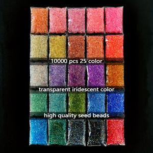 TEMU 10000개 2.5mm 초고품질 투명 환상 주얼리 만들기 키트, 25가지 색상, 각 팩 무게 5그램, 총 125그램/4.41온스. 루즈 비즈 미니 비즈 주얼리 액세서리 재료, DIY 수제 창작 제작, 직물 주얼리 자수 팔찌, 귀걸이, 목걸이 반지, 가족과 친구를 위한 선물용