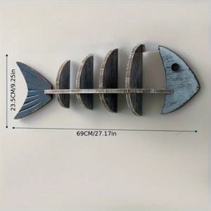 TEMU 1개 지중해 스타일 벽 장식 선반, 뉴 북유럽 스타일 랙, 가정 장식용 나무 물고기뼈 파티션 벽걸이, 다용도 랙