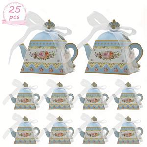TEMU 여자/남자 선물 세트 25개 미니 플로럴 티 파티 선물 상자 - 결혼식, 생일, 베이비 샤워용 빈티지 티포트 선물 상자 - 장식용 종이 선물 상자