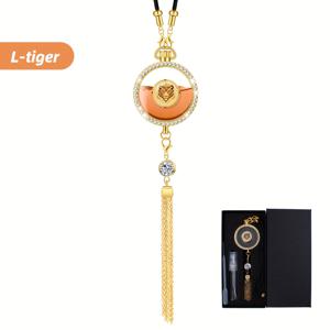 TEMU 차량용 방향제 용기, 금색 인조 라인스톤 장식, 후방 거울 걸이형 디자인. 예술적인 동물 패턴, 섬세하고 아름답게, 고급 선물 상자 포장