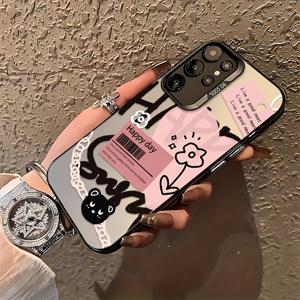 TEMU 갤럭시 S25 S24 S23 S22 S21 S20 FE 울트라 플러스 4G 5G용 스타일리쉬 하트 태그 폰 케이스, 안티드롭 매트 백 커버