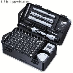 TEMU 1세트 115-in-1 정밀 스크루드라이버 세트, 115-in-1 자석 수리 도구 키트, 미끄럼 방지 휴대용 도구 키트, 전문가용 스크루드라이버 도구 키트, 인체공학적 핸들, 휴대폰, 컴퓨터, 시계, 노트북, 맥북, 안경, 전자제품용 소형 스크루드라이버