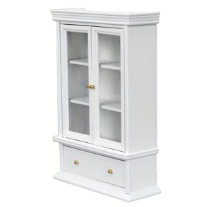 TEMU 1:12 미니어처 인형집 거실용 화이트 더블 도어 서랍장 - 수집용 인형 보관함