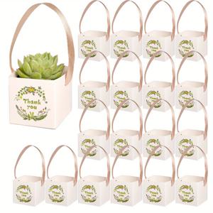 TEMU 12/24개 다육식물 선물 상자, 2.36인치 화분용 미니 크래프트 종이 바구니 손잡이 포함 - 웨딩, 생일, 파티 선물용