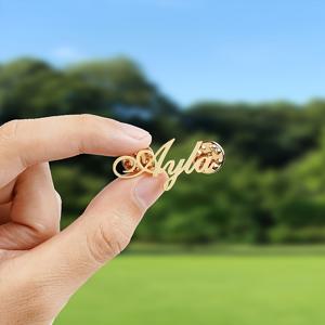 TEMU 맞춤형 스테인리스 스틸 1-2 이름 라펠 핀, 어버이날 선물, 여성 선물, 생일 선물, 파티 선물