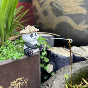 TEMU 1개 귀여운 낚시 판다 가족 수집용 피규어, 레진 홈 장식, 어항, 연못, 정원, 거실, 침실, 사무실 책상용, 판다 애호가를 위한 특별한 선물