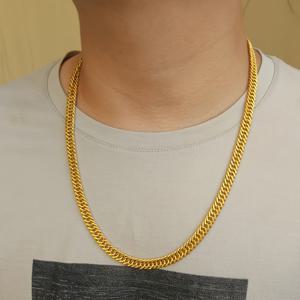 TEMU 유럽 및 미국 남성 힙합 더블 우븐 골드 스테인리스 스틸 목걸이, 간편하고 패셔너블하며 남성/여성 스트리트 파티, 캐주얼 바캉스룩, 다용도 추가 아이템, 100매치 목걸이에 적합