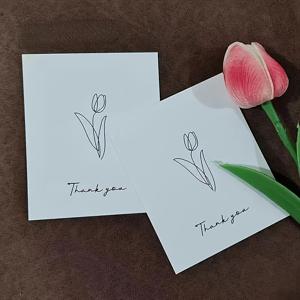 TEMU 4.33X3.54인치 튤립 디자인 감사 카드 50개입, 결혼식, 추수감사절, 카니발, 어버이날에 적합한 다용도 감사 선물 카드, 영어, 종이 재질