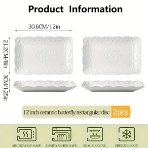 TEMU 2개입 나비 세라믹 식기 세트. 10/12인치 접시가 특징이며 스테이크, 파스타, 스시, 샐러드, 디저트, 시리얼, 수프, 밥, 아침 식사 등을 제공하는 데 적합합니다. 나비 엠보싱 세라믹 식기류는 내구성이 뛰어나 가정용으로 적합합니다.