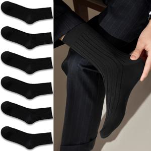 TEMU 6켤레 세트 사계절용 얇은 중목 비즈니스 남성용 정장 양말 - 봄, 여름, 가을, 겨울 - 편안하고 부드러우며 땀 흡수성과 통기성이 뛰어난 정장화용 양말 - 일상 캐주얼웨어, 야외 스포츠, 가족, 친구, 동료와의 선물용으로 적합 - 블랙, 다크 그레이, 네이비 블루, 화이트, 그린, 브라운 색상 제공