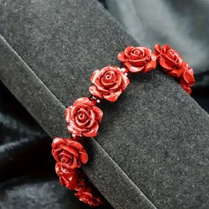 TEMU 수제 장미 꽃 팔찌. 천연 고함정으로 제작되었으며, 축제 선물로 적합하며, , 부를 끌어오기, 악마 쫓기, 안전 보장, 행운을 주는 팔찌로 사용할 수 있습니다.