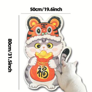 TEMU 자체 접착 고양이 스크래치 보드, 폴리에스터 소재, 귀여운 만화 캐릭터 등반 매트, 가구 벽 대체용 스크래치 패드, 새끼고양이 발톱 갈기 장식 클라이밍 스티커