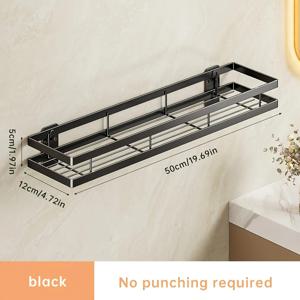 TEMU 1개 욕실 선반 - 금속 재질, 벽걸이형 선반, 공간 절약, 펀치 프리 설치, 샤워실 및 욕실의 세면도구 및 화장품 정리 및 보관에 적합, 다기능 수납 정리함, 욕실 추가 장식