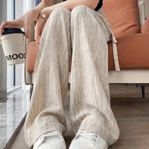 TEMU 여성용 우아한 기하학 프린트 와이드 레그 팬츠 (벨트 포함), 타이 다이 기술, 탄성 허리 밴드 디자인, 캐주얼부터 포멀한 행사에 적합한 우아하고 패셔너블한 여성용 바지, 봄, 여름, 가을에 적합