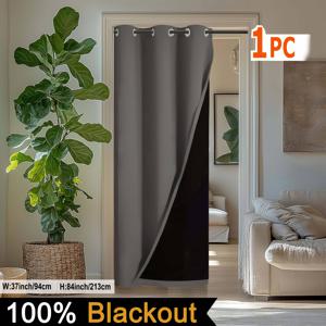 TEMU 2D 도어 커튼, 물리적 냉각 완전 암막 도어 커튼, 방음 침실 프라이버시 공간 칸막이 커튼 스크린, 단열 및 빛 차단 옷장 도어 커튼, 1개