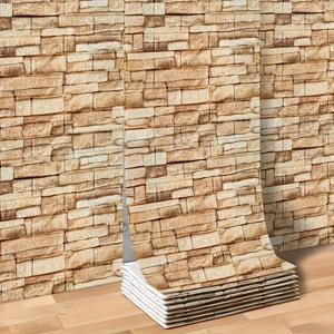 TEMU 10m 3D 벽돌 무늬 벽지 스티커 - 접착식 폼 패널, 텍스처 비닐 디자인, 리빙룸·주방·침실·사무실 장식용 탈부착 가능 & 쉬운 세척, 홈 데코, 기숙사 인테리어 소품