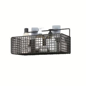 TEMU 벽걸이형 드릴 불필요 메탈 수납 바구니 - 통풍 디자인의 소박한 욕실 정리함, 튼튼한 메탈 세면도구 랙, 건강에 안전, 간편한 설치, 욕실 수납 솔루션