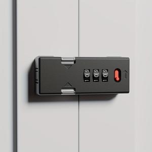 TEMU 높이 조절 가능한 창고 문 잠금 장치, 비밀번호 잠금 장치 및 래치로 문틀과 문 사이의 높이 차이로 인한 설치 문제를 해결합니다. 3자리 비밀번호 잠금 장치가 특징이며, 차고 문, 창고 창문에 적합합니다.