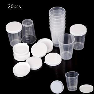 TEMU 20개 (20컵) 투명 계량컵 뚜껑 포함 - 이중 눈금 (30ml/50ml), 쌓기 가능한 실험실 & 주방용 컵 - 내구성 플라스틱 제작, 화학, 베이킹, 요리, 학교용 - 정밀 측정 마킹 및 누수 방지 뚜껑 - 공간 절약형 보관, 다목적 주방 도구, 일체 디자인 컵, 튼튼한 실험실 용품, 가정 요리 액세서리