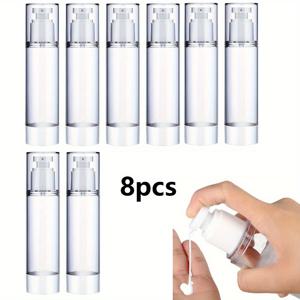 TEMU 펌프 병 8개 세트, 투명 플라스틱 여행용 세면도구 용기 (재충전 가능), 파운데이션, 로션, 샴푸 등 화장품 분배에 적합 (1.69Oz)