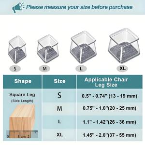 TEMU 24세트 투명 의자 다리 보호대, 무소음 스크래치 방지 소파 다리 커버, 두꺼운 고무 가구 액세서리, 바닥 보호 펠트 쿠션, 테이블·의자·소파용 소음 감소 및 방지