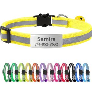 TEMU ID 태그가 달린 맞춤형 반사 고양이 목걸이, 안전 탈출 디자인, 고양이와 강아지용 핑크색 아기 고양이 목걸이 (종이 종소리 포함) - 털옷 친구들을 위한 이상적인 선물.