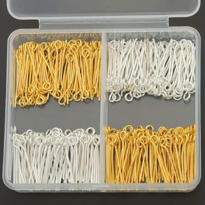 TEMU 600개/박스 DIY 주얼리 헤드 핀, 16mm/18mm/20mm 사이즈 포함, 보석 공예 및 재봉 용품용, 둥근 머리 비딩 바늘, 컷팅 가능하고 휘어지는 비딩 핀, 귀걸이 커넥터 핀, 아이렛 대체 제품