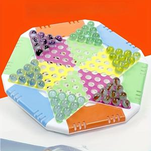 TEMU 육각 점프 체스 1개, 경쟁적인 구슬 놀이를 위한 인터랙티브 탁상 게임