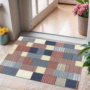 TEMU 1개 체크무늬 현관 도어 매트 내구성 있는 웰컴 매트 야외 실내 입구 도어 매트 침대 옆 러그 욕실 매트 소형 바닥 매트 봄 여름 가을 겨울용
