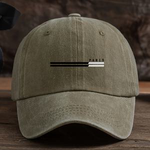 TEMU 남성용 파리 레터링 프린트 야구모자 - 파리 테마 '' & '' 글자, 조절 가능한 커브드 브림, 통기성 텍스타일 소재, 야외, 캐주얼, 여행, 데일리룩에 적합 - 손세탁 가능