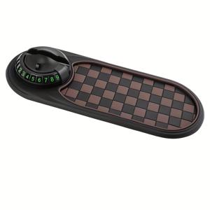 TEMU 1개 업그레이드된 다기능 차량 미끄럼 방지 매트, 대시보드에 휴대폰을 고정하는 스티키 패드, 임시 주차 번호판 기능 포함. 휴대폰, 안경, 열쇠 및 기타 기기용으로 설계된 범용 미끄럼 방지 매트