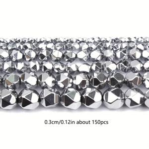 TEMU 36개/46개/62개/96개/150개 다면체 실버 헤마타이트 비즈 천연석 스페이서 비즈 주얼리 만들기 용품 DIY 팔찌 목걸이