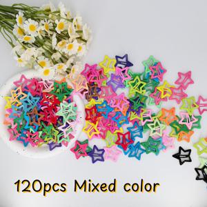 TEMU 120개 Y2K 스타 헤어 클립 - 홀로우 카와이 메탈 미끄럼 방지 바레트, 파스텔 & 네온 컬러 별 모양, 여성용 포인트 팁, 귀여운 포니테일, 브레이드, 번 스타일링 (내구성 강함, 엉킴 없음)