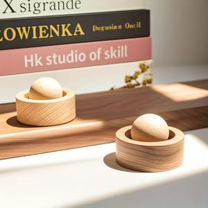 TEMU 2세트 (나무 볼 2개 + 받침대 2개) - 우아한 나무 향기 디퓨저 장식 - 나무 아로마 디퓨저 - 나무 에센셜 오일 디퓨저 - 집과 차량용 에센셜 오일 향기 확산 - 우아한 나무 아로마테라피 기계 - 완벽한 선물 선택