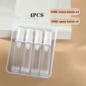 TEMU 4개 세트 스퀴즈 병, 파운데이션 액체 스프레이 병 여행용 플라스틱 로션 펌프 멀티펑셔널 향수 순수 에센스 진공 화장품 용기 5ml/10ml, 휴대용 진공 펌프 컨테이너 학교용품 캠핑 비치 필수품 미니 향수