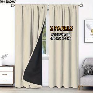TEMU 2개 세트 100% 커튼, 실내 어둡게 차단용 단색 폴리에스터 안감 포함, 가벼운 탑 로드 포켓 디자인 – 침실, 식당, 거실, 주방 및 발코니용 모던 스타일, 창문 커버링, 현대적인 드레이프, 매끄러운 질감, 노코드 디자인, 두 조각 세트, 거실 업그레이드, 홈 데코