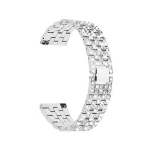 TEMU SX 풀드릴 메탈 시계 밴드, 1개입, 샤이니 지르코니아 메탈 스트랩, 삼성 스마트워치 7 FE/6/5/4 (40mm/44mm) / 워치 5 프로 (45mm/44mm) / 워치 6 (43mm) / 워치 4 클래식 (46mm) 호환, 클래식 스타일, 20mm/22mm 너비, 반짝이는 주얼리 상감, 여성용 실버리/로즈 골든 메탈 시계 밴드