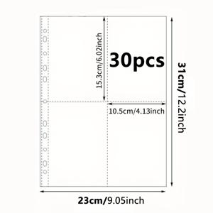 TEMU A4 사이즈 투명 플라스틱 바인더, A4 사진 슬리브, A4 구멍 바인더 포켓, 양면 4구 사진 보호대, 앨범 추가, A4 1/2/4 링 바인더 필러, 포토카드 바인더 카드 슬리브, PP 투명 포토카드 홀더