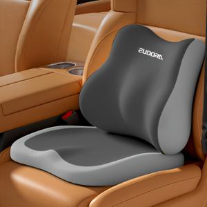 TEMU 2개입 차량용 부스터 시트 쿠션 + 허리 지지 세트, 부드러운 메모리폼으로 부드러운 지지력, 인체공학적 디자인, 자동차, SUV 및 트럭에 범용, 운전 시야 및 편안함 향상, 탈착식 커버, 휴대용, 사계절 사용, 손세탁 가능
