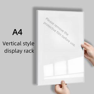 TEMU 아크릴 부유형 벽걸이형 포스터 및 증명서 홀더, A4/A5/A6 사이즈, 드릴링 필요 없음, 투명 디스플레이 스탠드, 학교 및 사무실 벽 장식, 게시판, 광고판을 위한 완벽한 선택