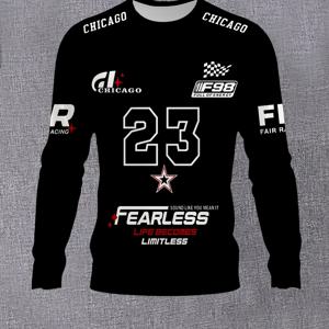 TEMU 남성용 긴팔 티셔츠, 레이싱 팬 테마, 트렌디한 시카고 스포츠 스타일, 번호 23.
