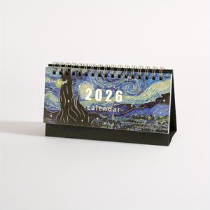 TEMU 2026 빈티지 데스크탑 캘린더 일일 월간 휴대용 일정 테이블 플래너 날짜 정리 데스크 주간 캘린더 오일 페인팅 홈 오피스 용품 새해 선물 생일 룸