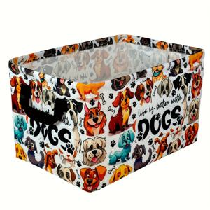 TEMU 강아지 대형 접이식 수납 바구니, 손잡이 있는 선반 정리용, 장식용 수납 큐브 바구니, 옷 장난감 빨래 바구니