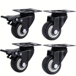 TEMU 1.5인치 액슬 브레이크가 있는 4개의 무소음 회전 캐스터, 손으로 밀리는 카트 및 소형 트레일러용