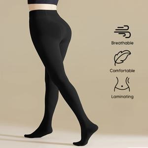 TEMU 봄 여성용 슬림핏 레깅스, 세로 줄무늬 솔리드 컬러 타이츠, 하이웨이스트 레깅스, 오피스 양말, 15-25°C (50-77°F) 일상 통근용 편안한 착용감, 꼭 맞는 핏, 내구성 있는 소재, 다용도 데일리 커뮤트